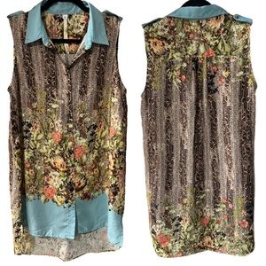 Anthropologie Uncle Frank geometric Snake Floral sleeveless tank S Small Hi Low